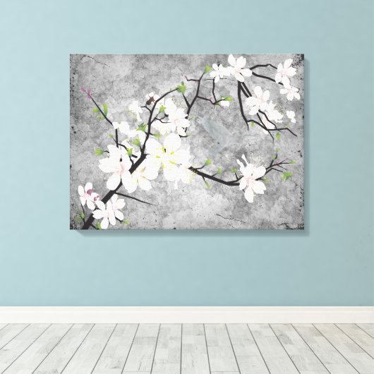 Roze Blossom Bird Canvas Afdruk (Insitu (Houten vloer))