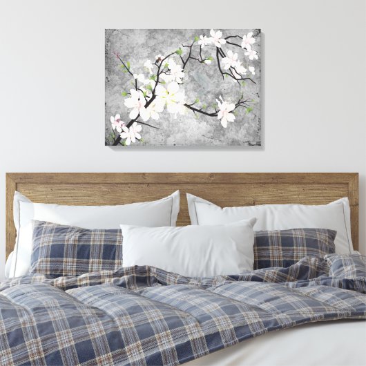 Roze Blossom Bird Canvas Afdruk (Insitu (Slaapkamer))