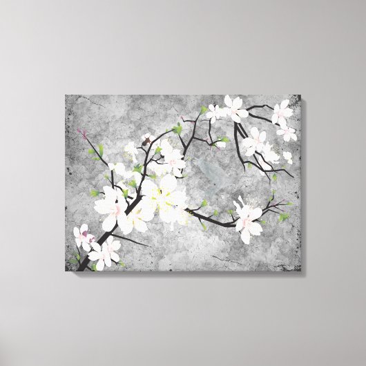 Roze Blossom Bird Canvas Afdruk (Voorkant)