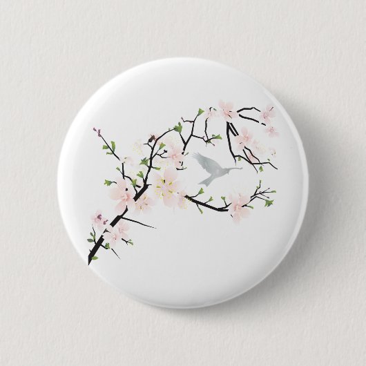 Roze Blossom Bird Ronde Button 5,7 Cm (Voorkant)