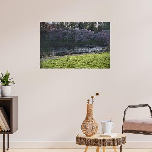 roze blote bomen Pond Poster (Woonkamer 3)