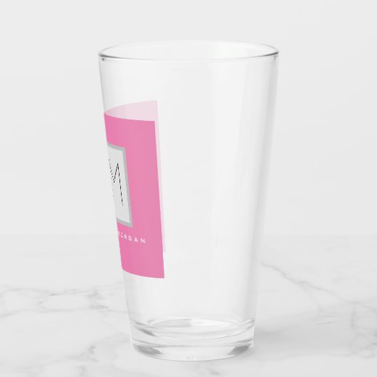 Roze blote monogram Moderne Minimale Naam Initiale Glas (Links)