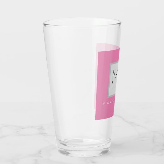 Roze blote monogram Moderne Minimale Naam Initiale Glas (Rechts)
