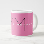 Roze blote monogram Moderne Minimale Naam Initiale Grote Koffiekop (Voorkant rechts)