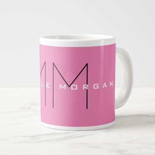 Roze blote monogram Moderne Minimale Naam Initiale Grote Koffiekop (Voorkant rechts)