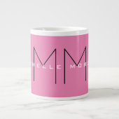 Roze blote monogram Moderne Minimale Naam Initiale Grote Koffiekop (Voorkant)