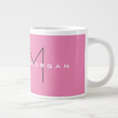 Roze blote monogram Moderne Minimale Naam Initiale Grote Koffiekop (Rechts)