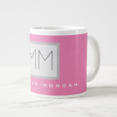 Roze blote monogram Moderne Minimale Naam Initiale Grote Koffiekop (Voorkant rechts)