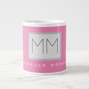 Roze blote monogram Moderne Minimale Naam Initiale Grote Koffiekop