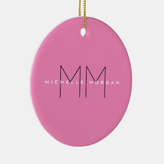 Roze blote monogram Moderne Minimale Naam Initiale Keramisch Ornament (Rechts)