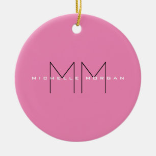 Roze blote monogram Moderne Minimale Naam Initiale Keramisch Ornament