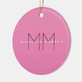 Roze blote monogram Moderne Minimale Naam Initiale Keramisch Ornament (Links)