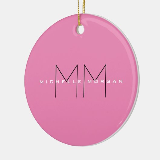Roze blote monogram Moderne Minimale Naam Initiale Keramisch Ornament (Links)