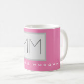 Roze blote monogram Moderne Minimale Naam Initiale Koffiemok (Voorkant rechts)