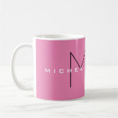 Roze blote monogram Moderne Minimale Naam Initiale Koffiemok (Links)