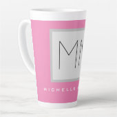 Roze blote monogram Moderne Minimale Naam Initiale Latte Mok (Linkerhoek)