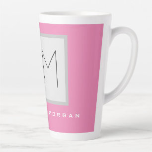Roze blote monogram Moderne Minimale Naam Initiale Latte Mok