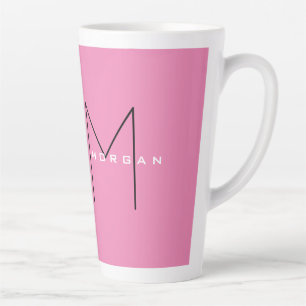 Roze blote monogram Moderne Minimale Naam Initiale Latte Mok