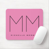 Roze blote monogram Moderne Minimale Naam Initiale Muismat (Met muis)
