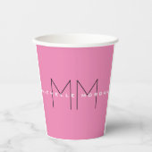Roze blote monogram Moderne Minimale Naam Initiale Papieren Bekers (Voorkant)