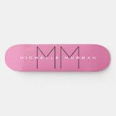 Roze blote monogram Moderne Minimale Naam Initiale Persoonlijk Skateboard (Horizontaal)