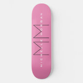 Roze blote monogram Moderne Minimale Naam Initiale Persoonlijk Skateboard (Voorkant)