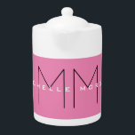 Roze blote monogram Moderne Minimale Naam Initiale Theepot<br><div class="desc">Trendy Modern past professioneel eenvoudig ontwerp aan. Je kunt eenvoudig gegevens op het product bewerken.</div>