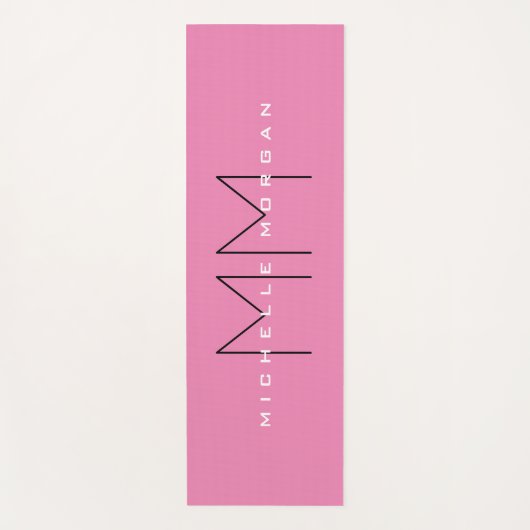 Roze blote monogram Moderne Minimale Naam Initiale Yogamat (Voorkant)