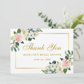 Roze blozen Bedankt van Vrijgezellenfeest van goud Kaart (Staand voorkant)