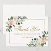 Roze blozen Bedankt van Vrijgezellenfeest van goud Kaart (Voorkant / Achterkant)