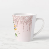 Roze blozen bloemen druppels naam latte mok (Rechts)