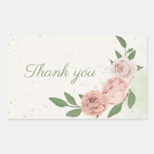 Roze blozen bloemen groene bladeren dank u rechthoekige sticker