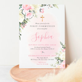 Roze blozen Eerste Uitnodiging voor een meisje