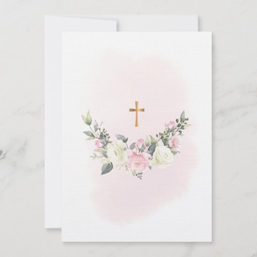 Roze blozen Eerste Uitnodiging voor een meisje (Achterkant)