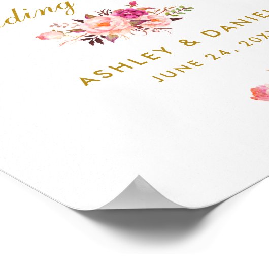 Roze blozen - Eigen Poster voor gouden bruiloft (Hoek)