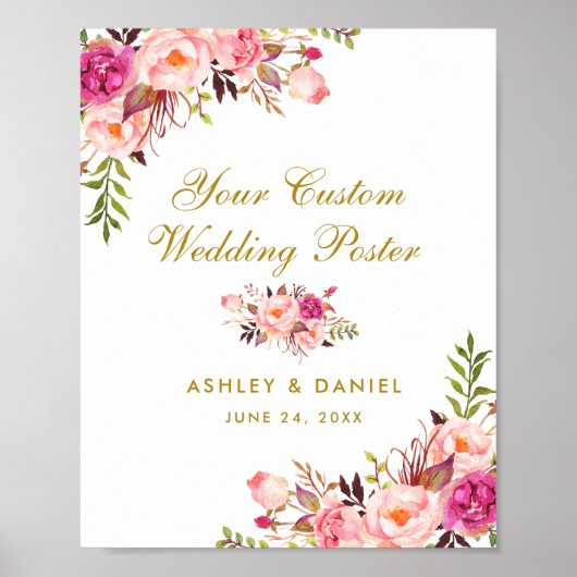 Roze blozen - Eigen Poster voor gouden bruiloft (Voorkant)