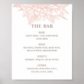 Roze blozen elegant bruiloft drink bar menu poster (Voorkant)