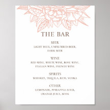 Roze blozen elegant bruiloft drink bar menu