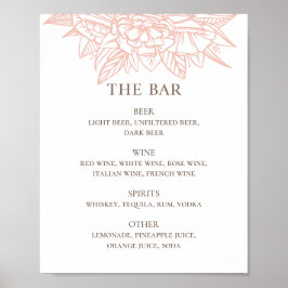Roze blozen elegant bruiloft drink bar menu poster