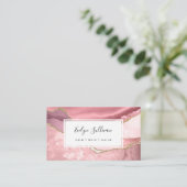 roze blozen en goudglitteraglaat visitekaartje (Staand voorkant)