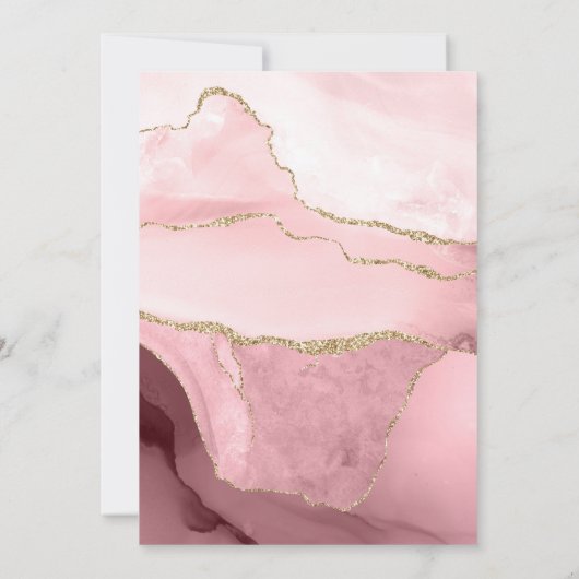 Roze blozen en goudgrijs Dertien verjaardag Invita Kaart (Achterkant)