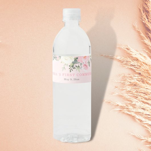 Roze blozen Etiket voor eerste communautaire water