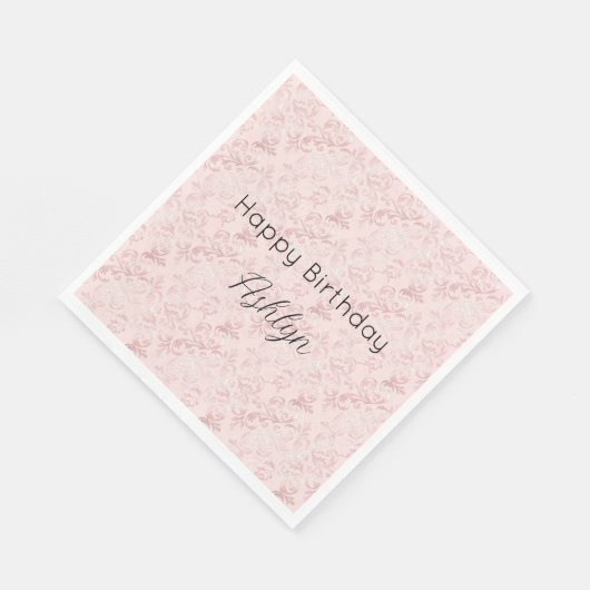  roze blozen parel verjaardag servet (Hoek)