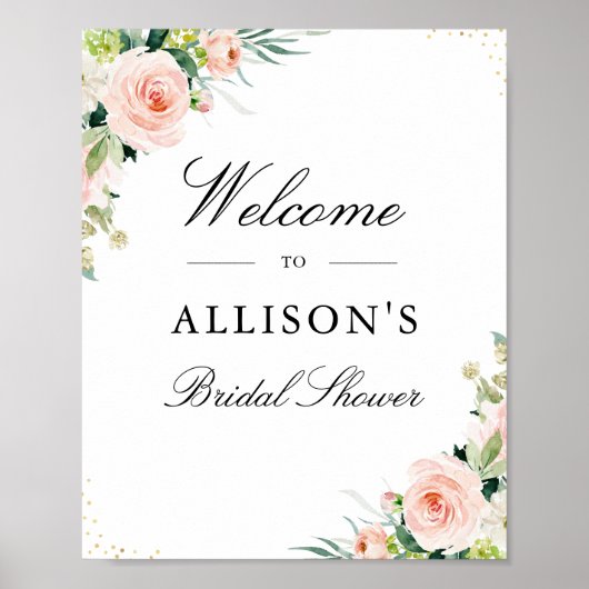 Roze blozende bloem bruiloft welcome bord poster (Voorkant)
