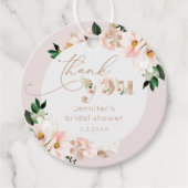 Roze blozende bloemen bruids bedankje bedankjes labels (Voorkant)