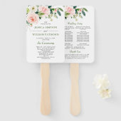 Roze Blozende Bloemen Groene Planten Bloemige Huwe Handwaaier (Voorkant en achterkant)