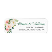 Roze Blozende Bloemen Groene Planten Bloemige Reto Etiket (Voorkant)