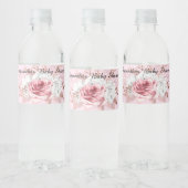 ROZE BLOZENDE FLORALE ROOS Achtergrond WATERFLES Waterfles Etiket (Flessen)