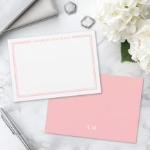 Roze Blozende Rand Minimalistische Naam Monogram