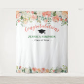 Roze blozende rozen bloemige afstudeerfoto-achterg wandkleed (Voorkant)